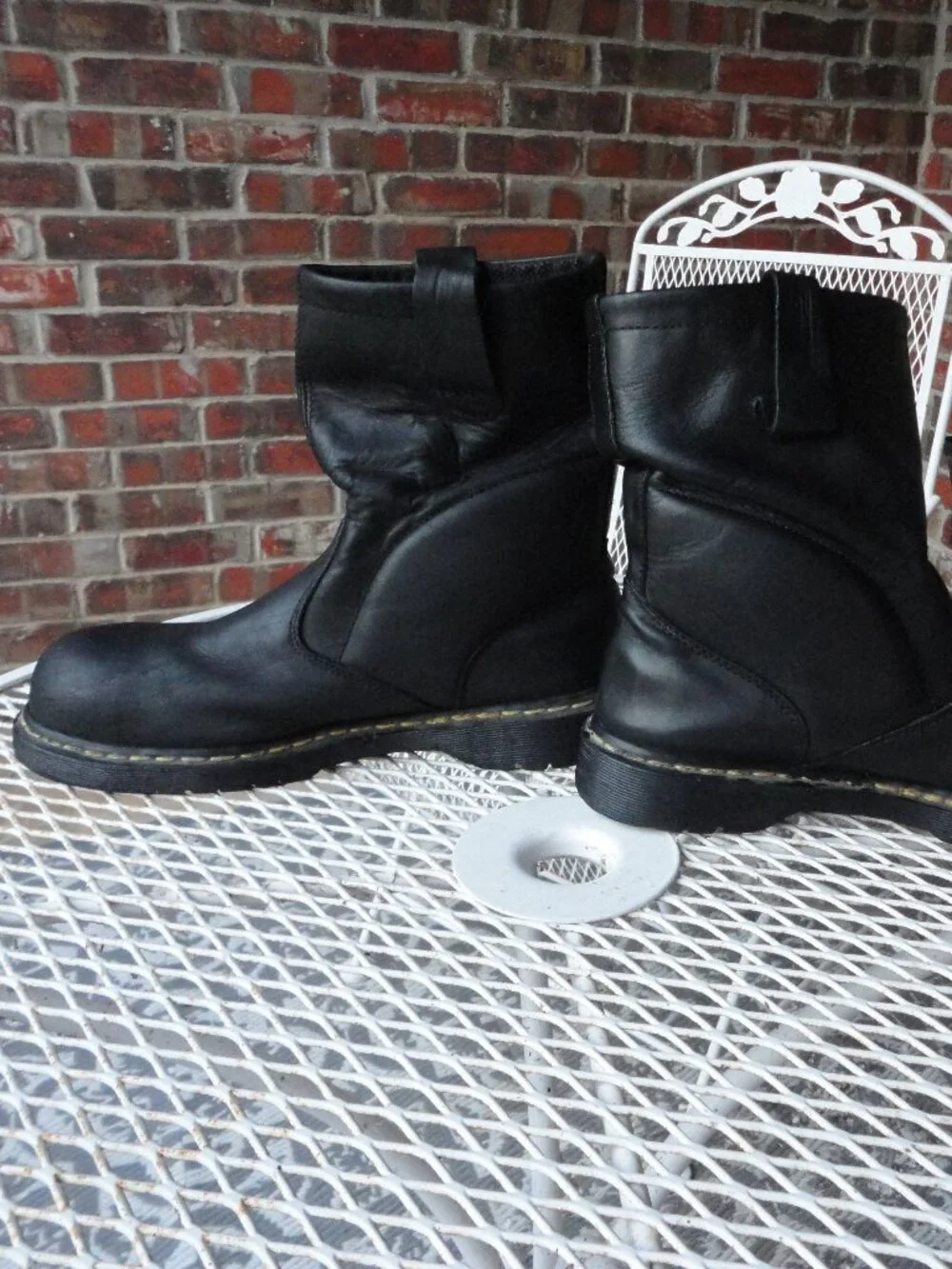 DR MARTENS Black Leather Steel Toe Men's Industrial Work Boots Size 12